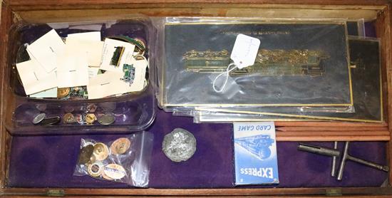 Collection of enamel Railway Service badges, inc WWII, quantity of souvenir badges, etc, in a small bijouterie case